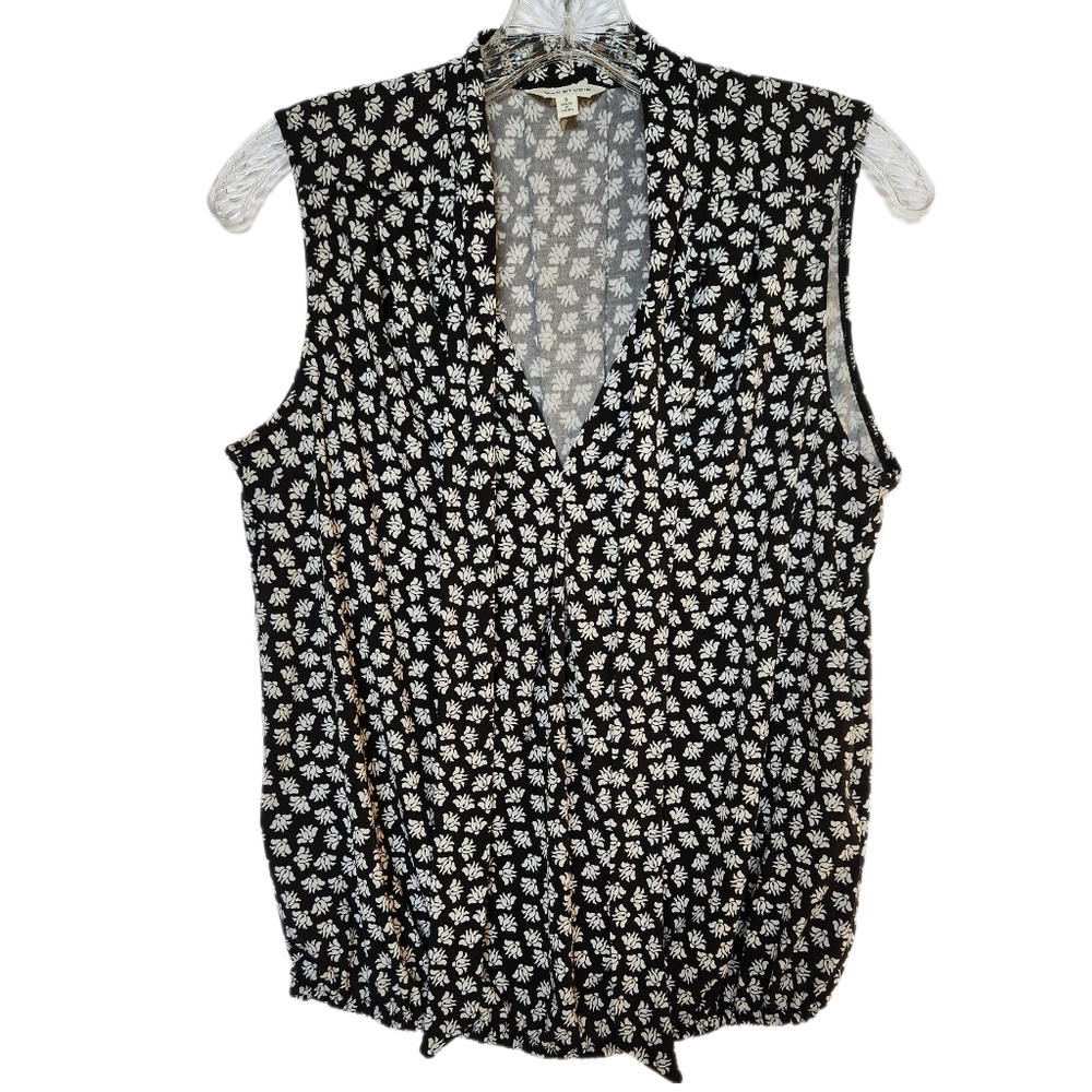 Max Studio Sleeveless Top | Black + White Print | Women's Size S | Style 9701W77